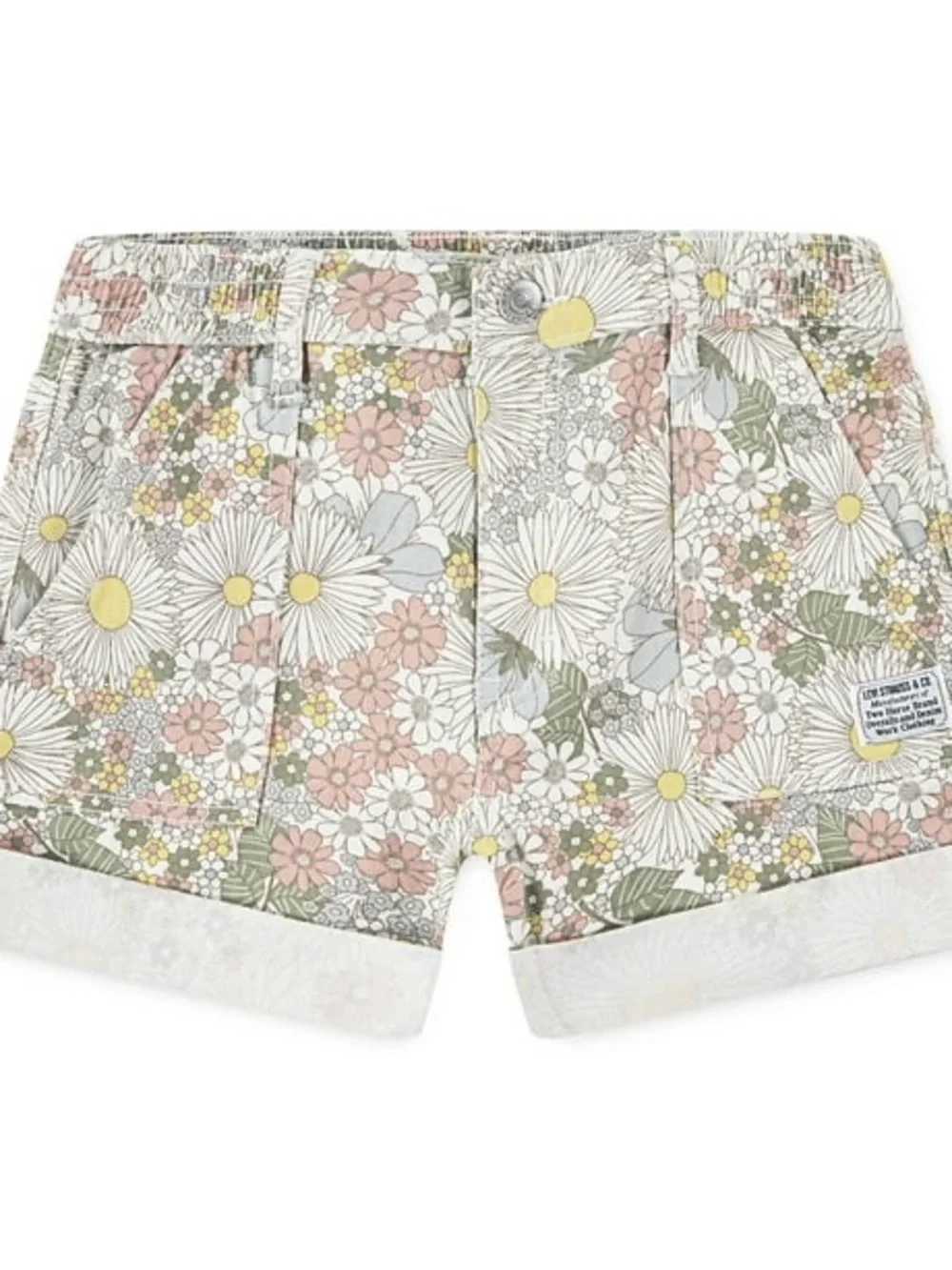 Levi's Girls Daisy Floral Print Denim Shorts Size S 6 6X 70s Boho Retro